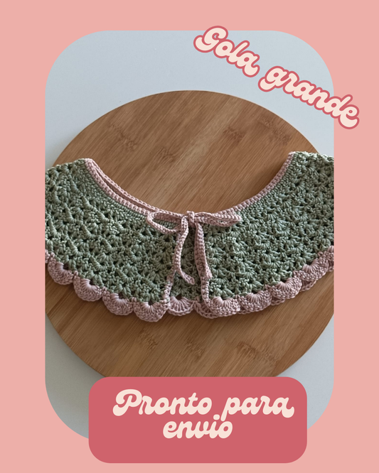 Gola Camélia -  Grande - Pistáchio e Rosa Pó