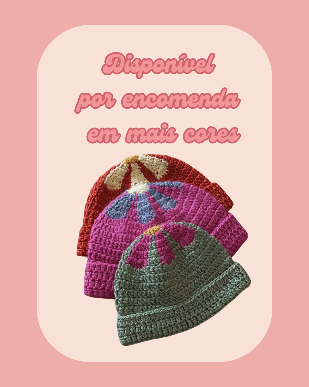 Gorro Flower Power - Laranja com flor amarela